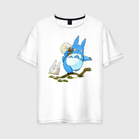 Женская футболка хлопок Oversize с принтом Tonari no Totoro , 100% хлопок | свободный крой, круглый ворот, спущенный рукав, длина до линии бедер
 | my neighbor totoro | my neighbour totoro | tonari no totoro | totoro | мой сосед тоторо | тоторо