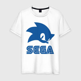 Мужская футболка хлопок с принтом Sonic Sega , 100% хлопок | прямой крой, круглый вырез горловины, длина до линии бедер, слегка спущенное плечо. | sega | sonic | еж соник | сега | соник