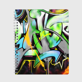 Тетрадь с принтом graffity , 100% бумага | 48 листов, плотность листов — 60 г/м2, плотность картонной обложки — 250 г/м2. Листы скреплены сбоку удобной пружинной спиралью. Уголки страниц и обложки скругленные. Цвет линий — светло-серый
 | felipe pantone | grafity | paint | street art | urban | город | граффити | искусство | кирпичи | краски | рисунки | стена | улицы | уличное искусство