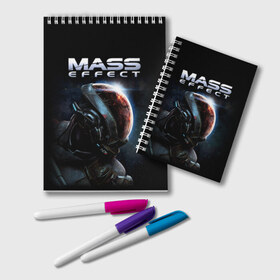 Блокнот с принтом Mass Effect , 100% бумага | 48 листов, плотность листов — 60 г/м2, плотность картонной обложки — 250 г/м2. Листы скреплены удобной пружинной спиралью. Цвет линий — светло-серый
 | Тематика изображения на принте: andromeda | n7 | игры | компьютерные игры | масс эффект
