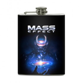 Фляга с принтом Mass Effect , металлический корпус | емкость 0,22 л, размер 125 х 94 мм. Виниловая наклейка запечатывается полностью | 