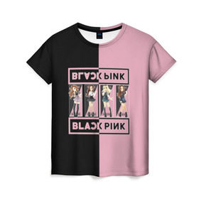 Женская футболка 3D с принтом BlackPink , 100% полиэфир ( синтетическое хлопкоподобное полотно) | прямой крой, круглый вырез горловины, длина до линии бедер | black | blackpink | chae | jennie | jisoo | k pop | kim | lalisa | lisa | manoban | park | pink | rose | young | дженни | джису | ён | ким | лалиса | лиса | манобан | пак | розэ | че