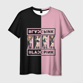 Мужская футболка 3D с принтом BlackPink  , 100% полиэфир | прямой крой, круглый вырез горловины, длина до линии бедер | black | blackpink | chae | jennie | jisoo | k pop | kim | lalisa | lisa | manoban | park | pink | rose | young | дженни | джису | ён | ким | лалиса | лиса | манобан | пак | розэ | че