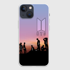 Чехол для iPhone 13 mini с принтом BTS on the Sunset ,  |  | army | hip hop | j hope | jimin | jin | jungkook | k pop | rap | rm | suga | v | джей хоуп | джин | закат | контур | рм | рэп | силуэт | чи мин | чон гук | шуга