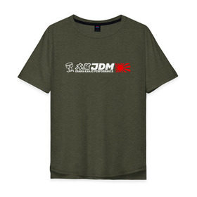 Мужская футболка хлопок Oversize с принтом Osaka JDM kanjo performance , 100% хлопок | свободный крой, круглый ворот, “спинка” длиннее передней части | jdm | kanjo | osaka | osaka jdm | osaka kanjo