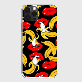 Чехол для iPhone 12 Pro Max с принтом Губы и бананы , Силикон |  | Тематика изображения на принте: background | bananas | black | drawing | erotic | food | fruit | lips | red | womens | бананы | губы | еда | женские | красные | рисунок | фон | фрукты | черный