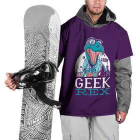 Накидка на куртку 3D с принтом Geek Rex , 100% полиэстер |  | geek | rex | дино | динозавр | рекс | ученый | физик | физика | химик | химия
