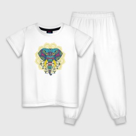 Детская пижама хлопок с принтом Слон Mandala , 100% хлопок |  брюки и футболка прямого кроя, без карманов, на брюках мягкая резинка на поясе и по низу штанин
 | mandala | абстракция | буддизм | индуизм | слон | слоны