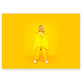 Поздравительная открытка с принтом Billie Eilish , 100% бумага | плотность бумаги 280 г/м2, матовая, на обратной стороне линовка и место для марки
 | Тематика изображения на принте: bad guy | bellyache | billie eilish | bury a friend | ocean eyes | when we all fall asleep where do we go | билли айлиш | музыка | певица