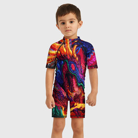 Детский купальный костюм 3D с принтом Hyper Beast , Полиэстер 85%, Спандекс 15% | застежка на молнии на спине | art | counter strike | cs | cs go | csgo | game | go | monster | steam | арт | зверь | игра | кс | ксго | монстр | скоростной | стим | чудовище