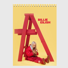 Скетчбук с принтом Billie Eilish , 100% бумага
 | 48 листов, плотность листов — 100 г/м2, плотность картонной обложки — 250 г/м2. Листы скреплены сверху удобной пружинной спиралью | Тематика изображения на принте: bad guy | bellyache | billie eilish | bury a friend | ocean eyes | when we all fall asleep where do we go | билли айлиш | музыка | певица