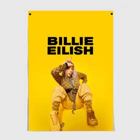 Постер с принтом Billie Eilish , 100% бумага
 | бумага, плотность 150 мг. Матовая, но за счет высокого коэффициента гладкости имеет небольшой блеск и дает на свету блики, но в отличии от глянцевой бумаги не покрыта лаком | bad guy | bellyache | billie eilish | bury a friend | ocean eyes | when we all fall asleep where do we go | билли айлиш | музыка | певица