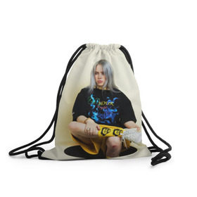 Рюкзак-мешок 3D с принтом Billie Eilish , 100% полиэстер | плотность ткани — 200 г/м2, размер — 35 х 45 см; лямки — толстые шнурки, застежка на шнуровке, без карманов и подкладки | bad guy | bellyache | billie eilish | bury a friend | ocean eyes | when we all fall asleep where do we go | билли айлиш | музыка | певица