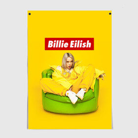 Постер с принтом Billie Eilish , 100% бумага
 | бумага, плотность 150 мг. Матовая, но за счет высокого коэффициента гладкости имеет небольшой блеск и дает на свету блики, но в отличии от глянцевой бумаги не покрыта лаком | bad guy | bellyache | billie eilish | bury a friend | ocean eyes | when we all fall asleep where do we go | билли айлиш | музыка | певица