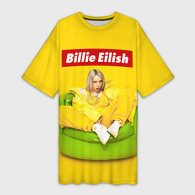 Платье-футболка 3D с принтом Billie Eilish ,  |  | bad guy | bellyache | billie eilish | bury a friend | ocean eyes | when we all fall asleep where do we go | билли айлиш | музыка | певица