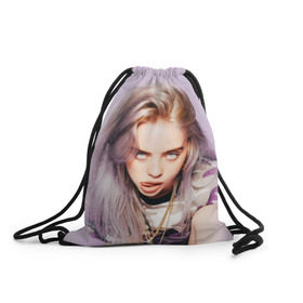 Рюкзак-мешок 3D с принтом Billie Eilish , 100% полиэстер | плотность ткани — 200 г/м2, размер — 35 х 45 см; лямки — толстые шнурки, застежка на шнуровке, без карманов и подкладки | Тематика изображения на принте: bad guy | bellyache | billie eilish | bury a friend | ocean eyes | when we all fall asleep where do we go | билли айлиш | музыка | певица