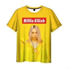 Мужская футболка 3D с принтом Billie Eilish , 100% полиэфир | прямой крой, круглый вырез горловины, длина до линии бедер | bad guy | bellyache | billie eilish | bury a friend | ocean eyes | when we all fall asleep where do we go | билли айлиш | музыка | певица