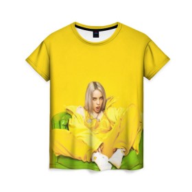 Женская футболка 3D с принтом Billie Eilish , 100% полиэфир ( синтетическое хлопкоподобное полотно) | прямой крой, круглый вырез горловины, длина до линии бедер | bad guy | bellyache | billie eilish | bury a friend | ocean eyes | when we all fall asleep where do we go | билли айлиш | музыка | певица