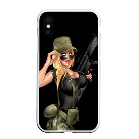 Чехол для iPhone XS Max матовый с принтом Sexy army girl , Силикон | Область печати: задняя сторона чехла, без боковых панелей | Тематика изображения на принте: army | automatic | beautiful | big | black | blonde | body | camouflage | chest | cool | eyes | girl | holds | perfect | slim | uniform | weapon | автомат | армия | блондинка | большая | глаза | девушка | держит | идеальное | камуфляж | красивая