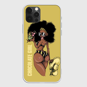 Чехол для iPhone 12 Pro Max с принтом Chocolate girl , Силикон |  | africa | african | beautiful | big | black | chocolate | cocktail | exotic | girl | hat | look | round | slim | sunny | turn | африка | большие | взгляд | девушка | держит | коктейль | красивая | круглы | купальник | надпись | очки | полосатый |