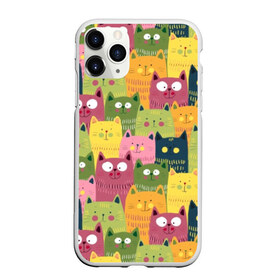 Чехол для iPhone 11 Pro Max матовый с принтом Коты , Силикон |  | animals | big | blush | cats | children | colorful | colors | cute | drawing | eyes | green | homemade | orange | pink | round | style | yellow | большие | глаза | детский | домашние | желтый | животные | зеленый | коты | красочные | круглые | милые | ора