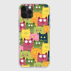 Чехол для iPhone 12 Pro Max с принтом Коты , Силикон |  | animals | big | blush | cats | children | colorful | colors | cute | drawing | eyes | green | homemade | orange | pink | round | style | yellow | большие | глаза | детский | домашние | желтый | животные | зеленый | коты | красочные | круглые | милые | ора