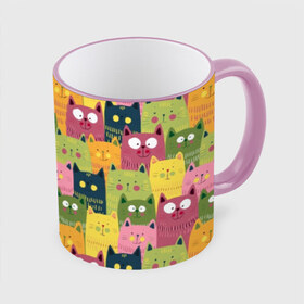 Кружка 3D с принтом Коты , керамика | ёмкость 330 мл | animals | big | blush | cats | children | colorful | colors | cute | drawing | eyes | green | homemade | orange | pink | round | style | yellow | большие | глаза | детский | домашние | желтый | животные | зеленый | коты | красочные | круглые | милые | ора