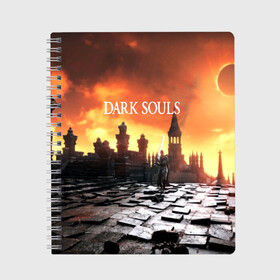 Тетрадь с принтом DARK SOULS , 100% бумага | 48 листов, плотность листов — 60 г/м2, плотность картонной обложки — 250 г/м2. Листы скреплены сбоку удобной пружинной спиралью. Уголки страниц и обложки скругленные. Цвет линий — светло-серый
 | art | artwork | crown | dark soul | dark souls iii | death | digital art | embers | fanatsy | fire | flames | game | mask | skeletons | воин | минимализм | рыцарь | тёмные души