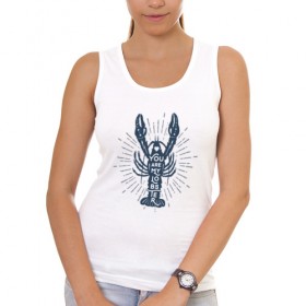Женская майка хлопок с принтом You are my lobster , 95% хлопок, 5% эластан |  | Тематика изображения на принте: crayfish | lobster | лобстер | надписи | рак