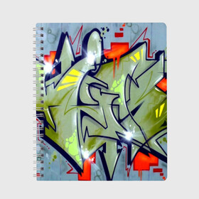 Тетрадь с принтом graffiti urban , 100% бумага | 48 листов, плотность листов — 60 г/м2, плотность картонной обложки — 250 г/м2. Листы скреплены сбоку удобной пружинной спиралью. Уголки страниц и обложки скругленные. Цвет линий — светло-серый
 | Тематика изображения на принте: felipe pantone | grafiti | paint | street art | urban | город | граффити | искусство | кирпичи | краски | рисунки | стена | улицы | уличное искусство