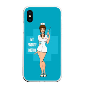 Чехол для iPhone XS Max матовый с принтом Sexy nurse , Силикон | Область печати: задняя сторона чехла, без боковых панелей | Тематика изображения на принте: beautiful | brunette | eyes | figure | girl | green | holding | holiday | legs | long | medical | medicine | nurse | perfect | short | straight | worker | брюнетка | глаза | девушка | держит | длинные | зелёные | идеальная | короткий | красивая | медицина