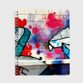 Тетрадь с принтом graffiti , 100% бумага | 48 листов, плотность листов — 60 г/м2, плотность картонной обложки — 250 г/м2. Листы скреплены сбоку удобной пружинной спиралью. Уголки страниц и обложки скругленные. Цвет линий — светло-серый
 | felipe pantone | grafiti | paint | street art | urban | город | граффити | искусство | кирпичи | краски | рисунки | стена | улицы | уличное искусство