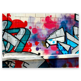 Поздравительная открытка с принтом graffiti , 100% бумага | плотность бумаги 280 г/м2, матовая, на обратной стороне линовка и место для марки
 | felipe pantone | grafiti | paint | street art | urban | город | граффити | искусство | кирпичи | краски | рисунки | стена | улицы | уличное искусство