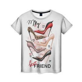 Женская футболка 3D с принтом My best friends , 100% полиэфир ( синтетическое хлопкоподобное полотно) | прямой крой, круглый вырез горловины, длина до линии бедер | art | best | black | drops | fashion | font | friends | hearts | high | inscription | leather | leopard | model | my | red | shoes | text | бежевый | высокий | друзья | женские | искусство | каблук | капли | кляксы | кожа | красный | леопардовый | лучшие 