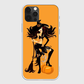 Чехол для iPhone 12 Pro Max с принтом Ведьма с метлой , Силикон |  | beautiful | black | broom | cute | girl | hair | halloween | hat | holds | holiday | long | pumpkin | shaggy | smile | stands | witch | young | ведьма | волосы | девушка | держит | длинные | красивая | метла | милая | молодая | праздник | тыква