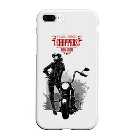 Чехол для iPhone 7Plus/8 Plus матовый с принтом Choppers , Силикон | Область печати: задняя сторона чехла, без боковых панелей | beautiful | black | choppers | emblem | font | girl | helmet | inscription | leather | motorcycle | rider | spl | spots | stars | woman | young | брызги | девушка | женщина | звезды | кожа | комбинезон | красивая | молодая | мотоцикл | мотоциклистка | над