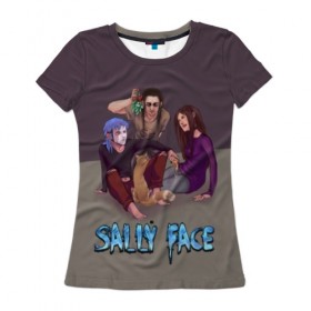Женская футболка 3D с принтом Sally Face , 100% полиэфир ( синтетическое хлопкоподобное полотно) | прямой крой, круглый вырез горловины, длина до линии бедер | sally face | игра | компьютерная игра | лицо | маска | протез | салли фейс | школа | шрамы