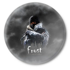 Значок с принтом Frost : Rainbow Six ,  металл | круглая форма, металлическая застежка в виде булавки | gameplay | mozzie | pvp | r6 | r6s | siege | герой | дым | огонь | осада | пламя | радуга | снайпер | сражения | туман | шутер
