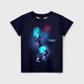 Детская футболка 3D с принтом TENNIS NEON , 100% гипоаллергенный полиэфир | прямой крой, круглый вырез горловины, длина до линии бедер, чуть спущенное плечо, ткань немного тянется | Тематика изображения на принте: neon | sport | tennis | неон | неоновый | спорт | спортсмен | теннис