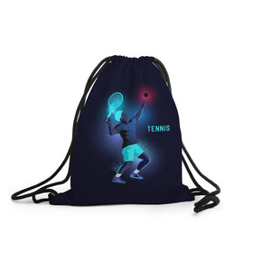 Рюкзак-мешок 3D с принтом TENNIS NEON  , 100% полиэстер | плотность ткани — 200 г/м2, размер — 35 х 45 см; лямки — толстые шнурки, застежка на шнуровке, без карманов и подкладки | neon | sport | tennis | неон | неоновый | спорт | спортсмен | теннис