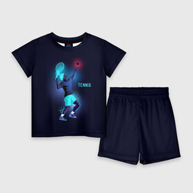 Детский костюм с шортами 3D с принтом TENNIS NEON ,  |  | neon | sport | tennis | неон | неоновый | спорт | спортсмен | теннис