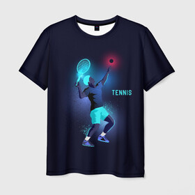 Мужская футболка 3D с принтом TENNIS NEON  , 100% полиэфир | прямой крой, круглый вырез горловины, длина до линии бедер | neon | sport | tennis | неон | неоновый | спорт | спортсмен | теннис