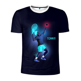 Мужская футболка 3D спортивная с принтом TENNIS NEON  , 100% полиэстер с улучшенными характеристиками | приталенный силуэт, круглая горловина, широкие плечи, сужается к линии бедра | neon | sport | tennis | неон | неоновый | спорт | спортсмен | теннис