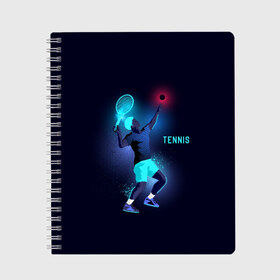 Тетрадь с принтом TENNIS NEON , 100% бумага | 48 листов, плотность листов — 60 г/м2, плотность картонной обложки — 250 г/м2. Листы скреплены сбоку удобной пружинной спиралью. Уголки страниц и обложки скругленные. Цвет линий — светло-серый
 | Тематика изображения на принте: neon | sport | tennis | неон | неоновый | спорт | спортсмен | теннис