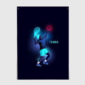 Постер с принтом TENNIS NEON  , 100% бумага
 | бумага, плотность 150 мг. Матовая, но за счет высокого коэффициента гладкости имеет небольшой блеск и дает на свету блики, но в отличии от глянцевой бумаги не покрыта лаком | neon | sport | tennis | неон | неоновый | спорт | спортсмен | теннис