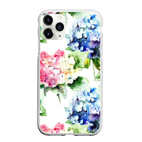 Чехол для iPhone 11 Pro матовый с принтом Акварель гортензии , Силикон |  | art | blue | bouquet | flora | flowers | hydrangea | indoor | leaves | lilac | nature | painting | petals | pink | watercolor | акварель | букет | гортензии | живопись | искусство | комнатные | лепестки | листья | природа | розовые | синий | сиреневые | ф