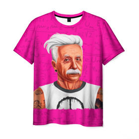 Мужская футболка 3D с принтом Альберт Эйнштейн хипстер , 100% полиэфир | прямой крой, круглый вырез горловины, длина до линии бедер | Тематика изображения на принте: альберт | большого взрыва | ботаник | доктор наук | зигмунд | инштейн | наколки | нобель | премия | прическа | розовая | тату | татушка | теория | уравнения | усы | физика | формулы | хипстер | эйнштейн