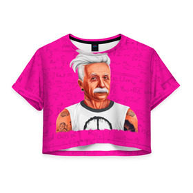 Женская футболка 3D укороченная с принтом Альберт Эйнштейн хипстер , 100% полиэстер | круглая горловина, длина футболки до линии талии, рукава с отворотами | альберт | большого взрыва | ботаник | доктор наук | зигмунд | инштейн | наколки | нобель | премия | прическа | розовая | тату | татушка | теория | уравнения | усы | физика | формулы | хипстер | эйнштейн