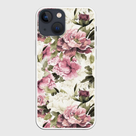 Чехол для iPhone 13 mini с принтом Акварель, розы ,  |  | art | bouquet | color | flora | flowers | graphic | illustration | leaves | nature | painting | petals | pink | plants | roses | watercolor | white | акварель | белые | букет | графическая | живопись | иллюстрация | искусство | лепестки | листья | природа