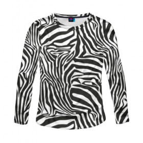 Женский лонгслив 3D с принтом Полосы зебры , 100% полиэстер | длинные рукава, круглый вырез горловины, полуприлегающий силуэт | abstraction | african | animal | black and white | camouflage | disguise | skin | stripes | zebra | абстракция | африканская | животное | зебры | камуфляж | маскировка | полосы | черно белый
